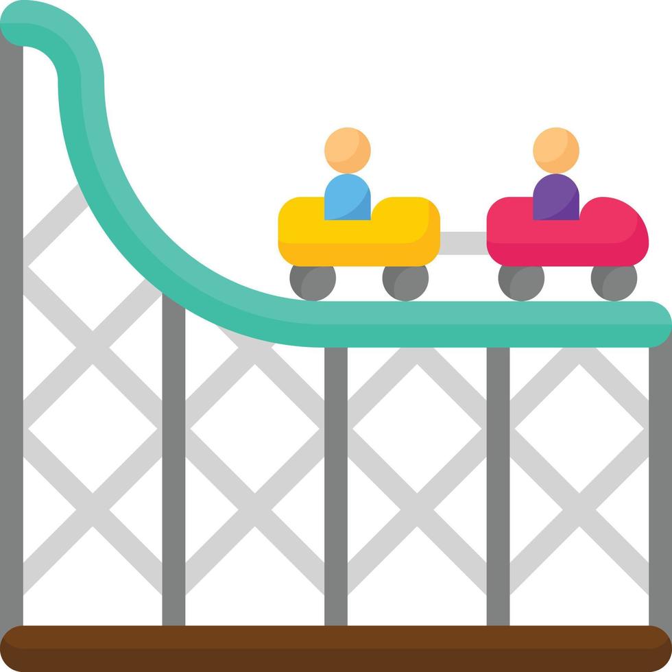 roller coaster park ride rail entertainment - flat icon vector