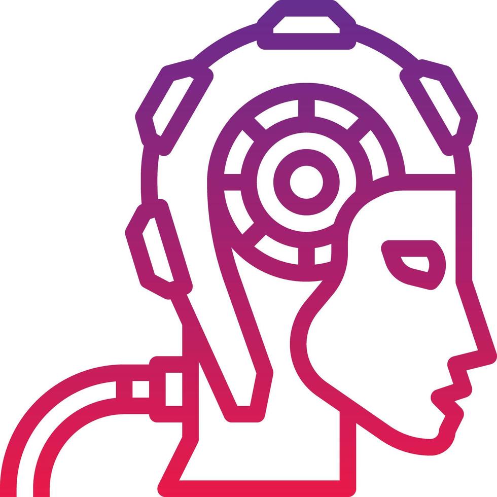 android robot ai artificial intelligence - gradient icon vector