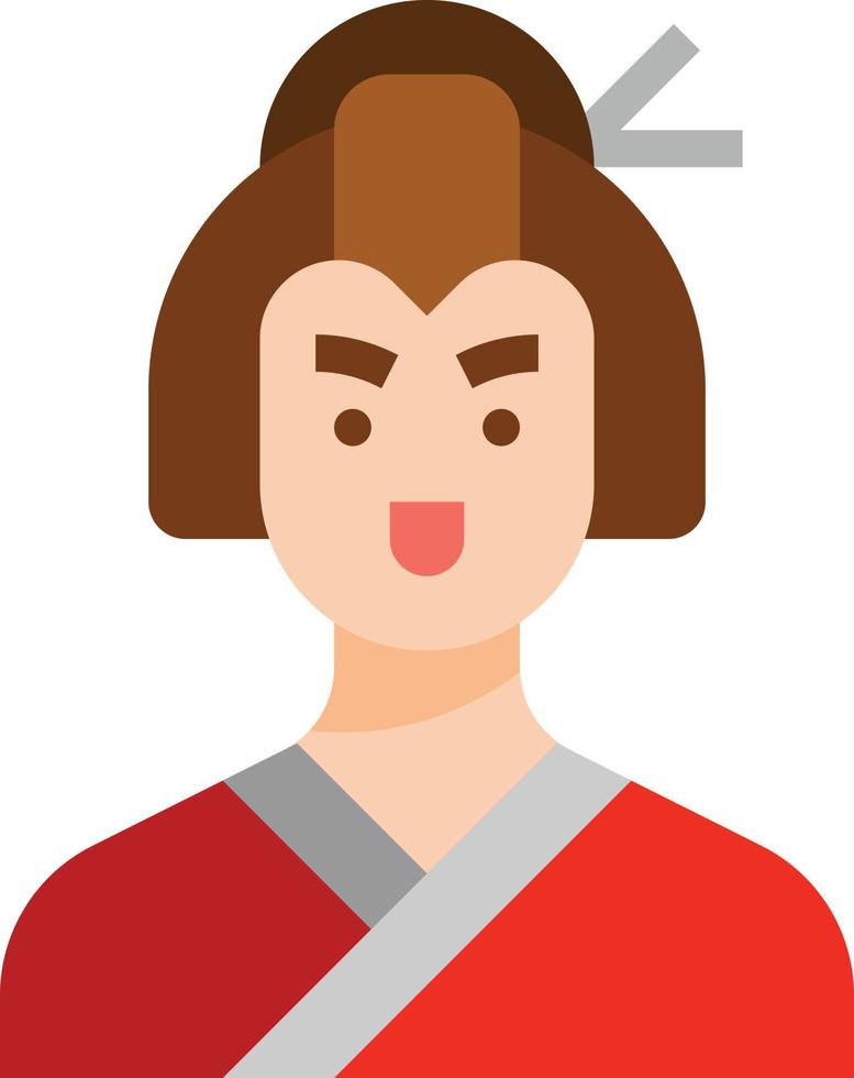 geisha, niña, mujer, avatar, japón, -, plano, icono vector