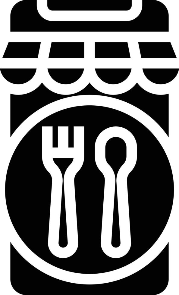 entrega de comida de restaurante móvil de aplicación - icono sólido vector