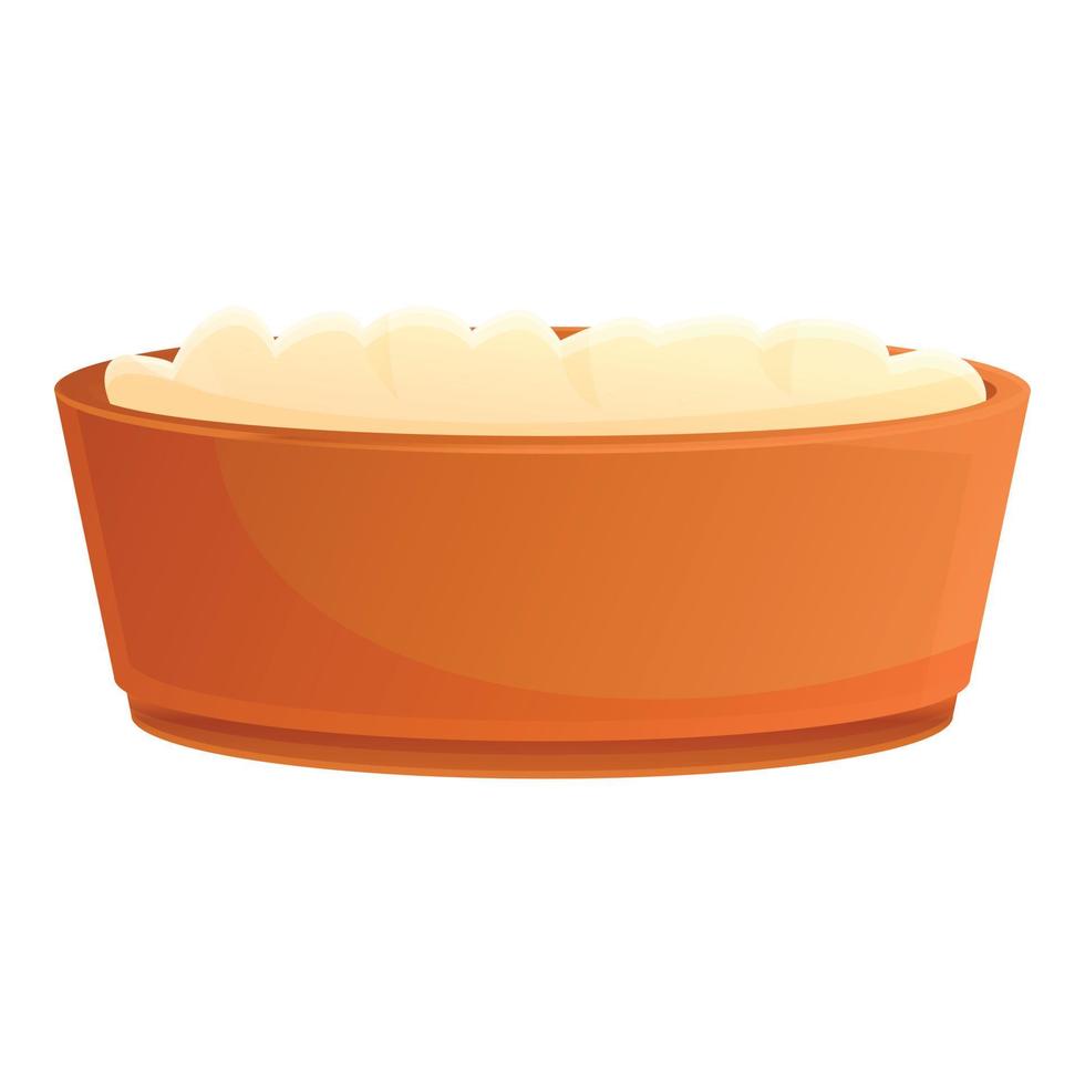 Farm bowl milk product icon, cartoon style vector