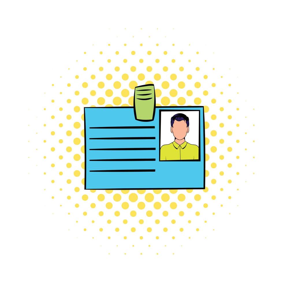 Identification card icon in comics style vector