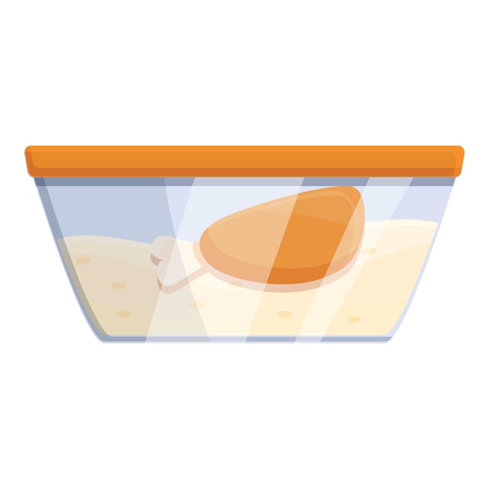 Chicken and rice lunch icon, cartoon style vector
