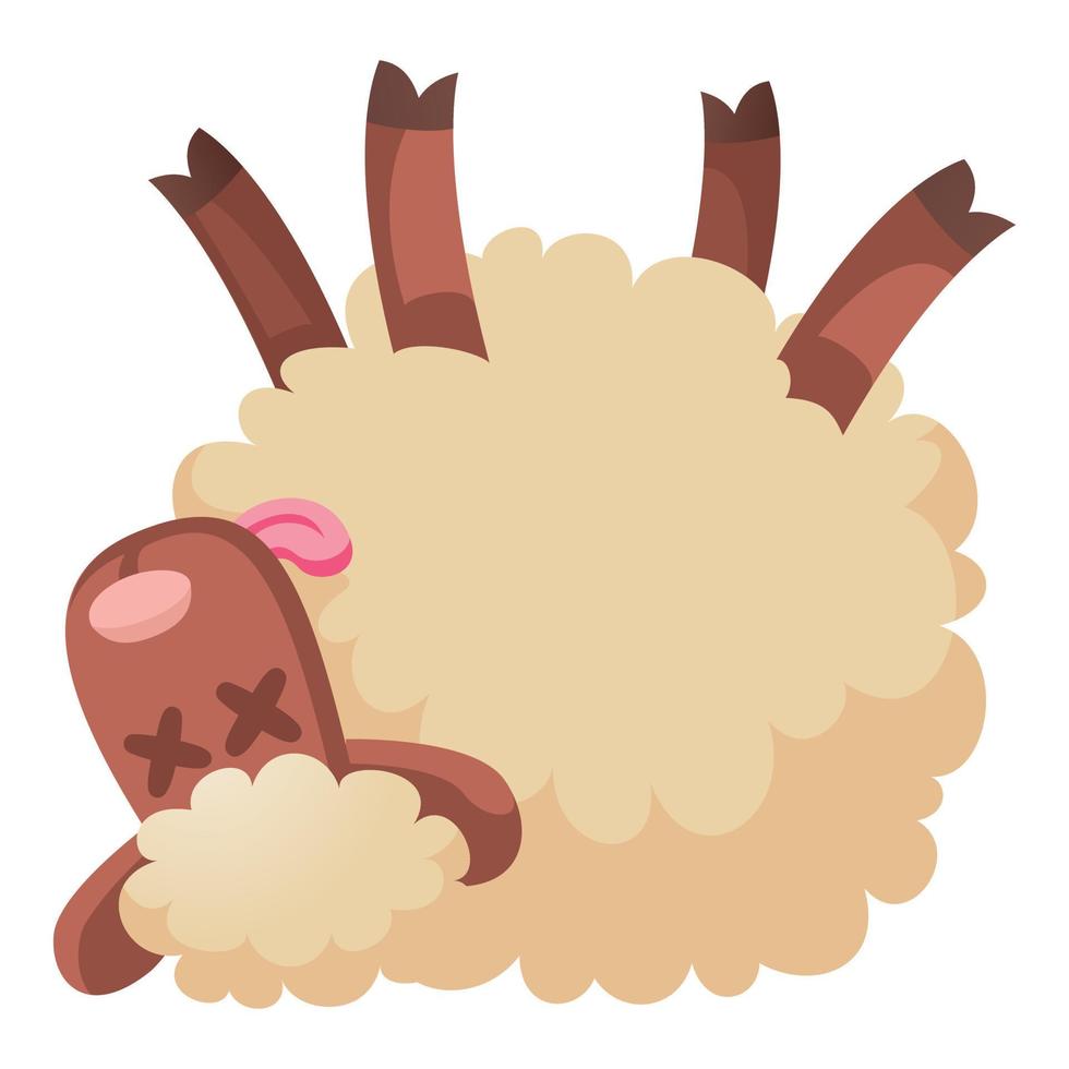 icono de oveja muerta, estilo de dibujos animados vector