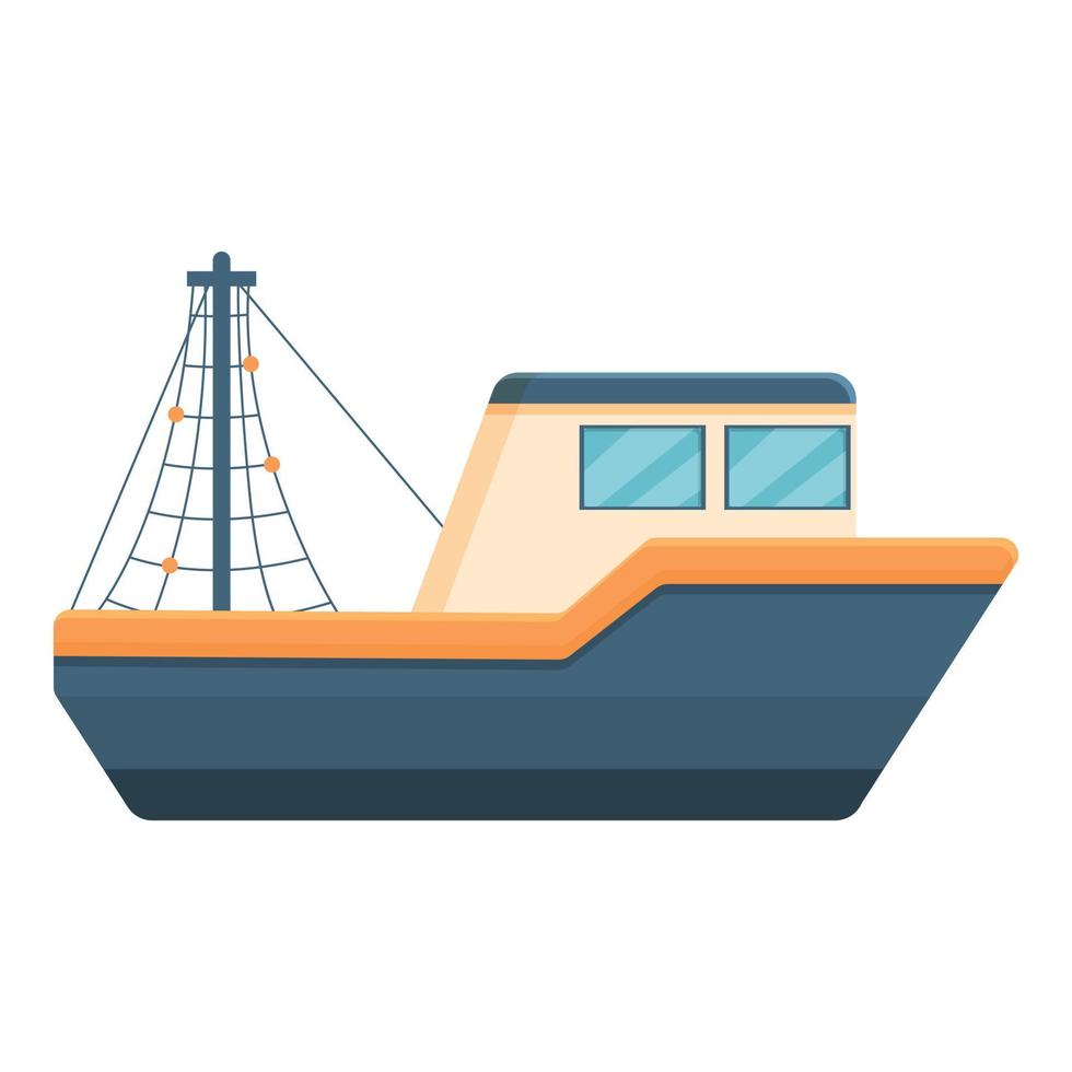 Fast fishing boat icon, cartoon style vector