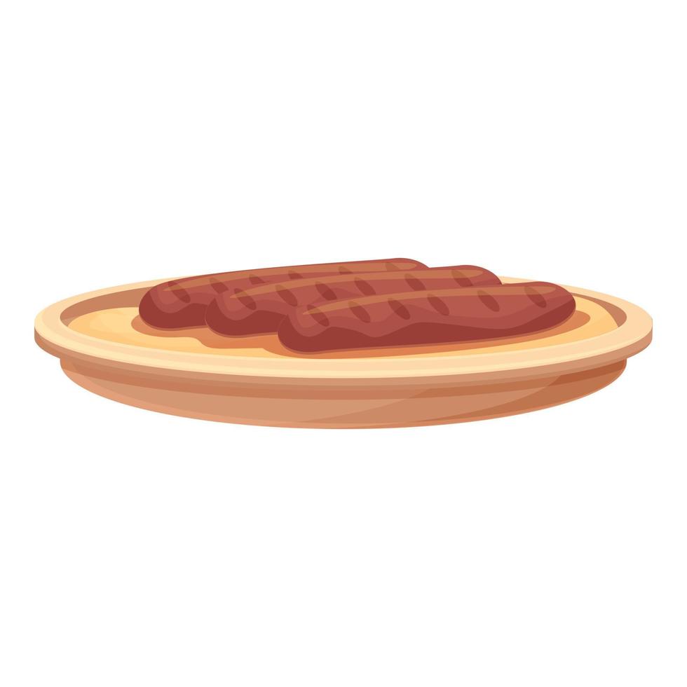 Bbq sausage icon cartoon vector. Fork grill food vector