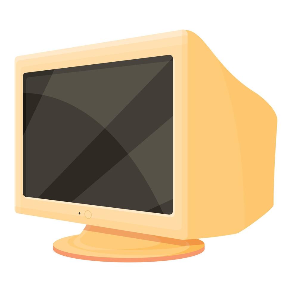Old monitor icon, cartoon style vector