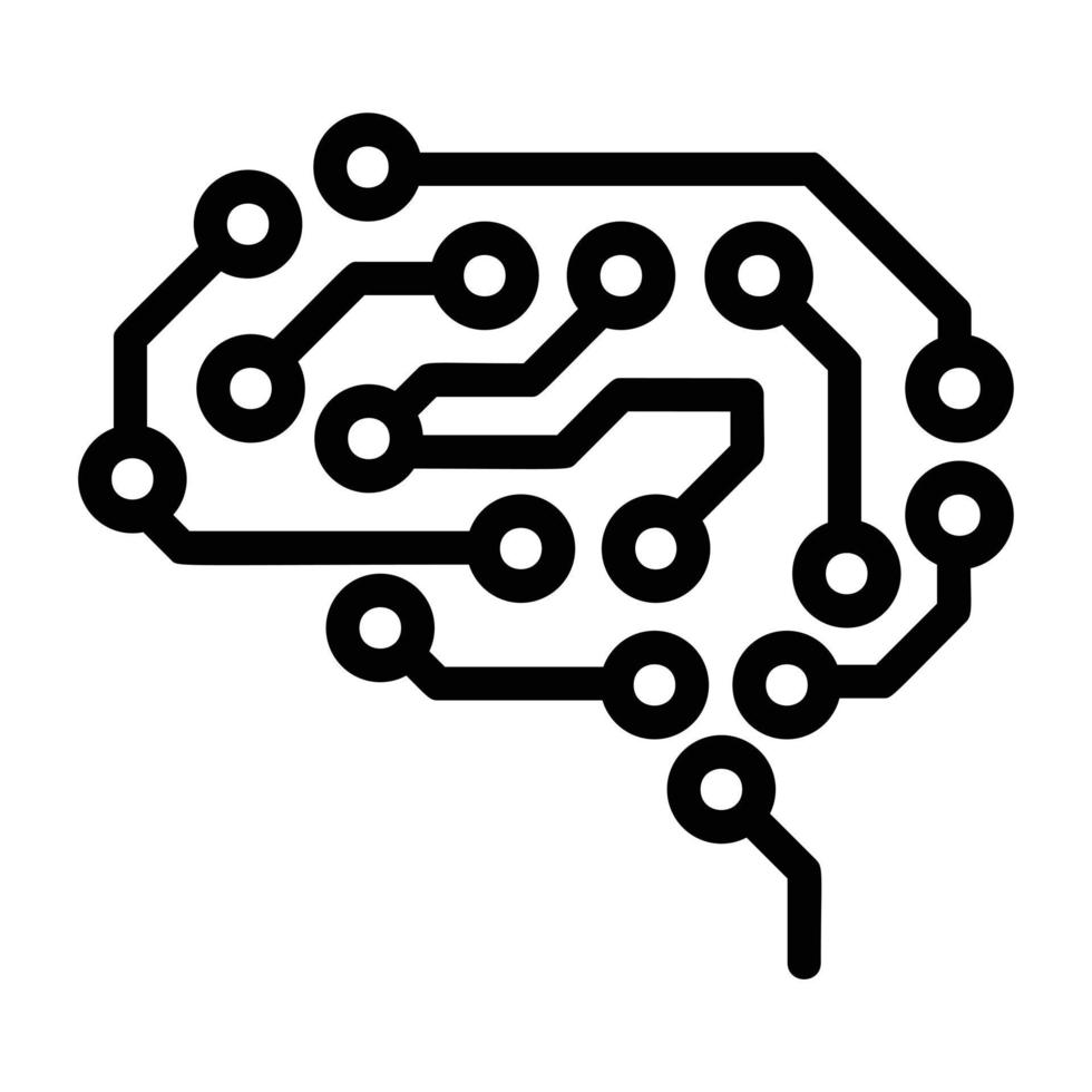 Future brain icon, outline style vector