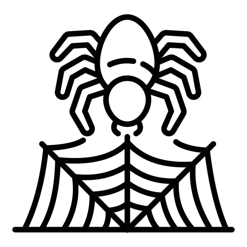 Spider making web icon, outline style vector