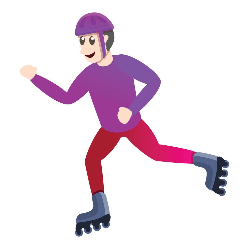 Speed boy inline skates icon, cartoon style vector