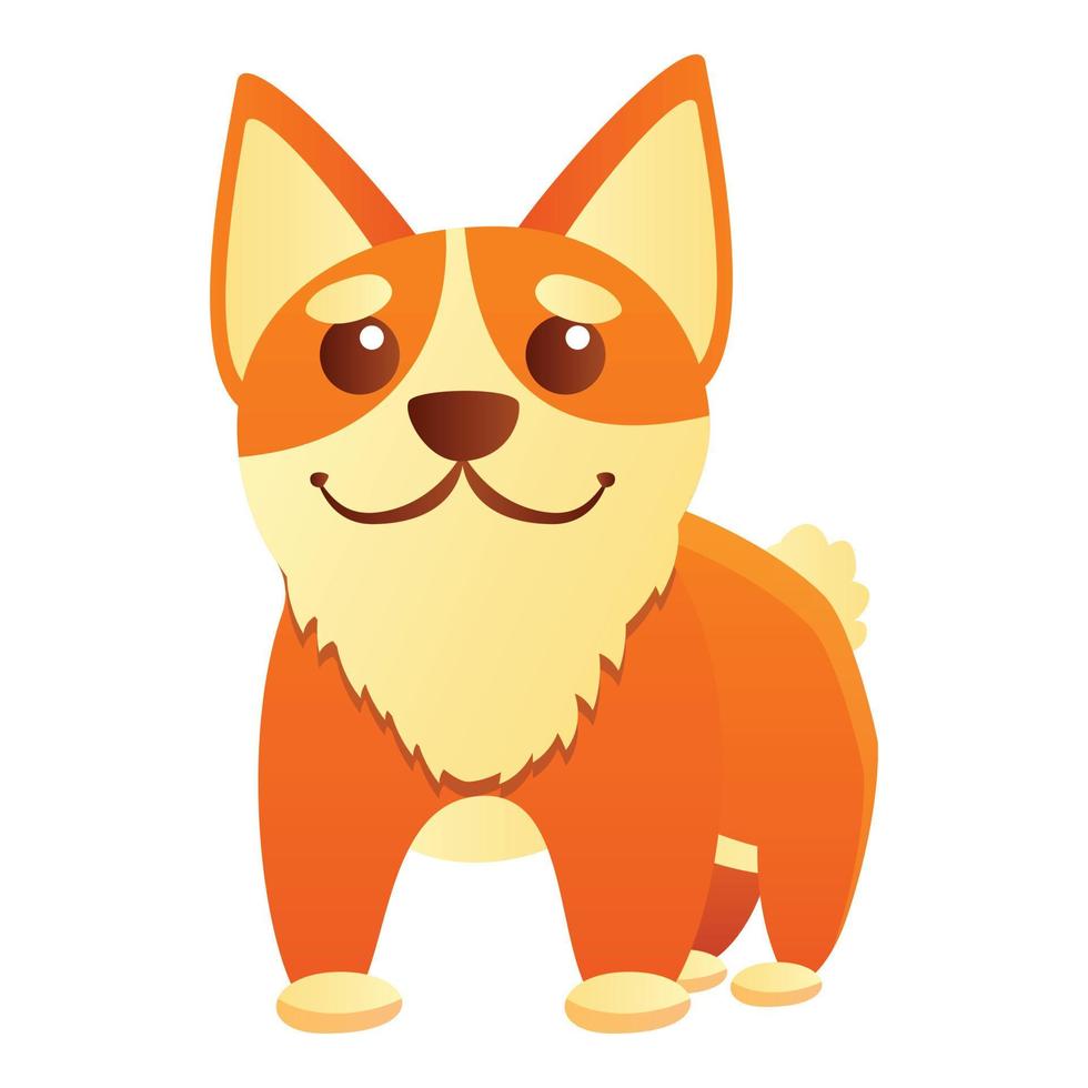 Cute corgi dog icon, cartoon style vector