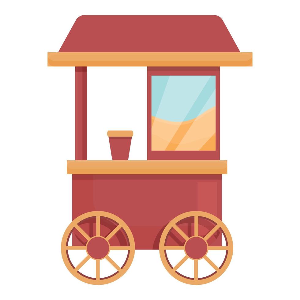 Popcorn cart icon, cartoon style vector