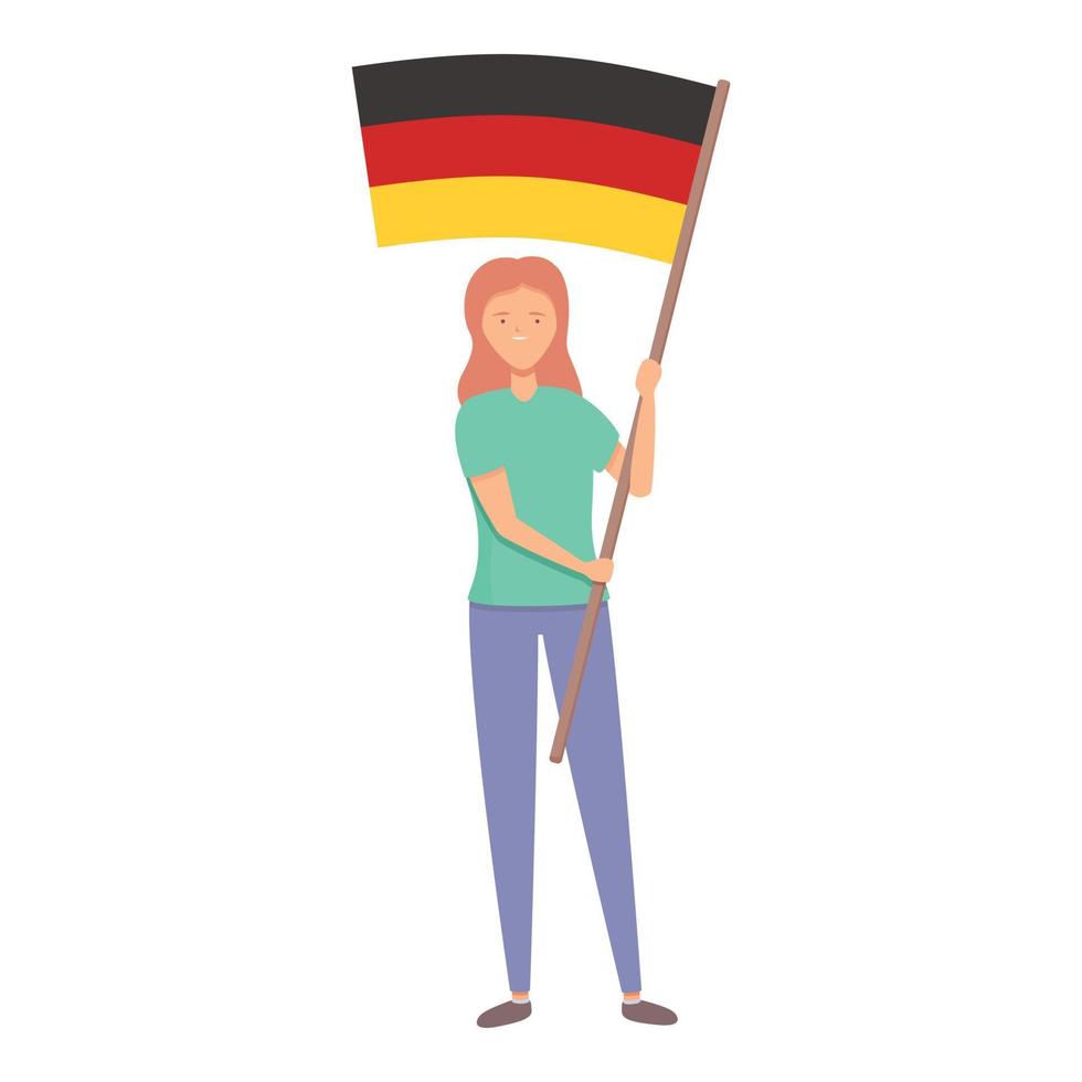 chica con vector de dibujos animados de icono de bandera de Alemania. mundo infantil