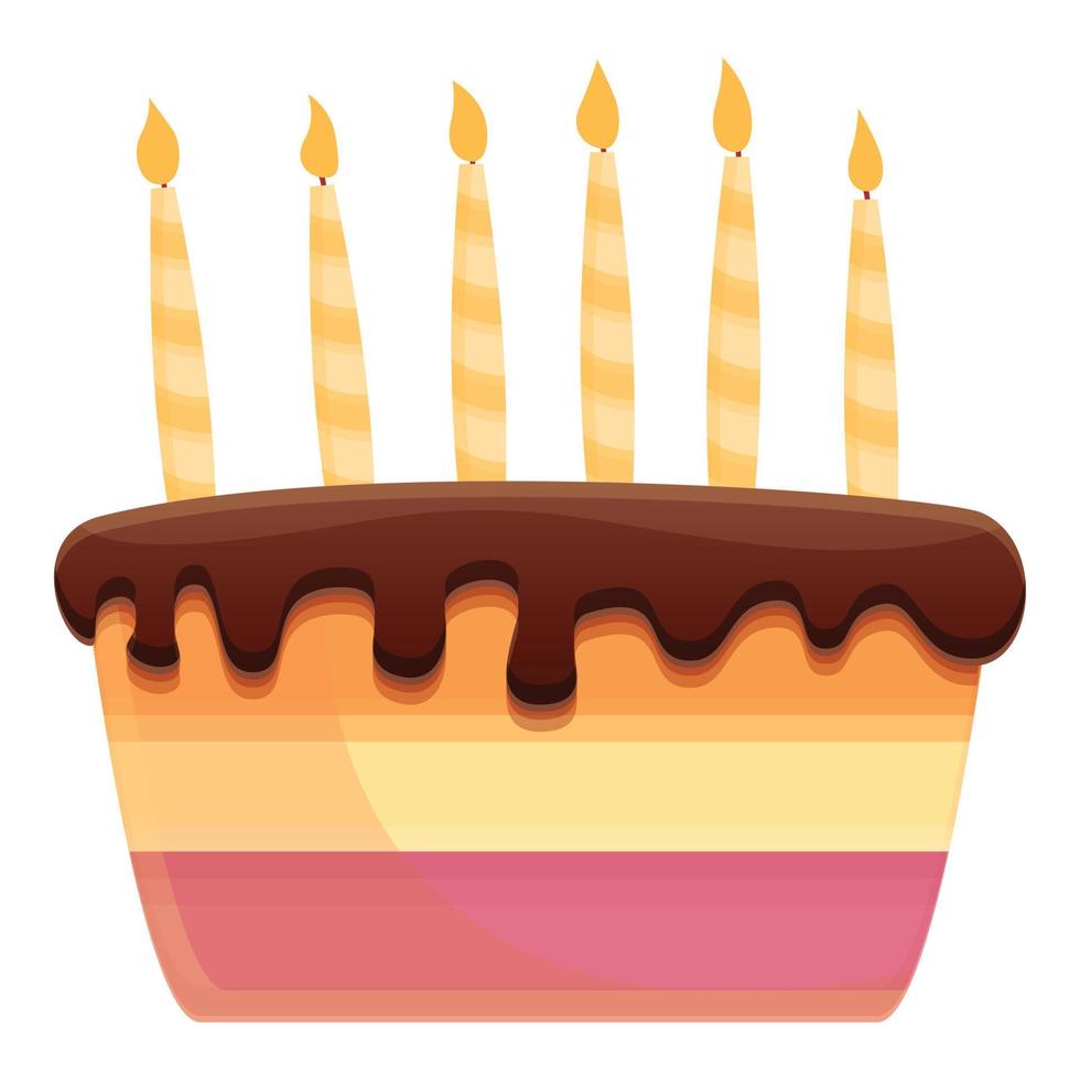 Kid birthday cake icon, cartoon style vector