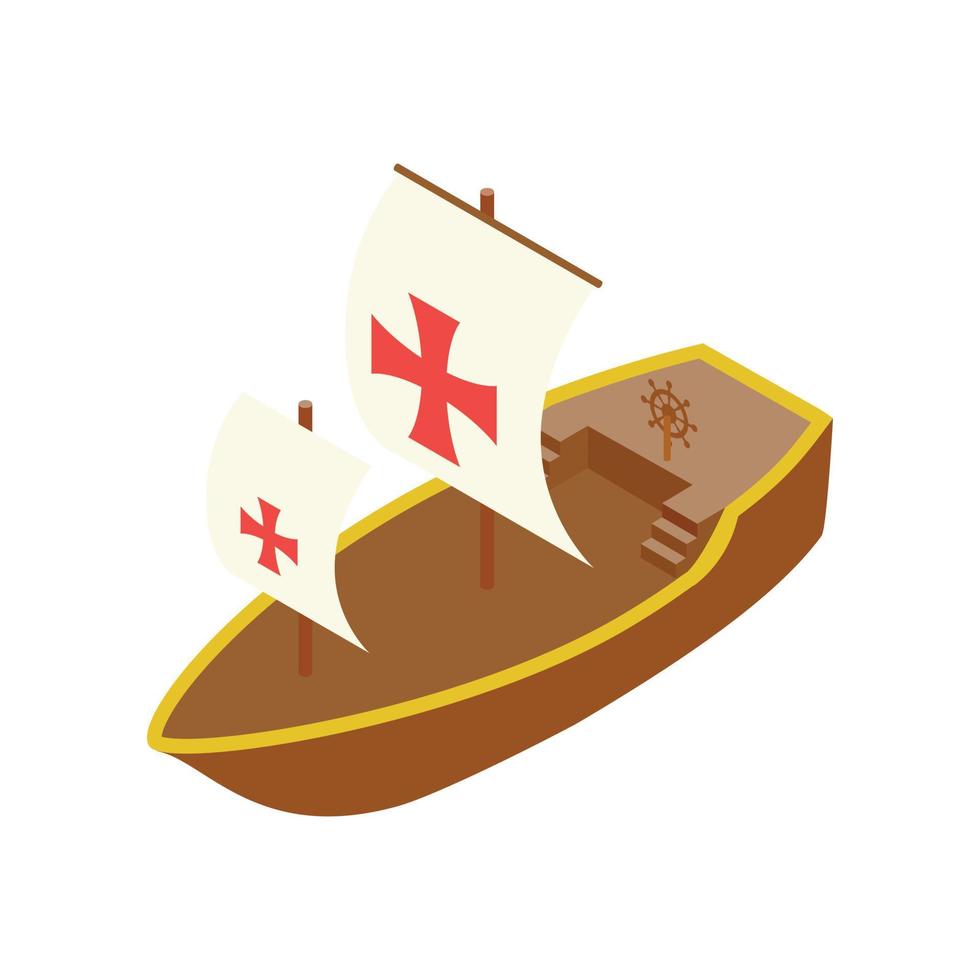 Columbus day ship isometric 3d icon vector