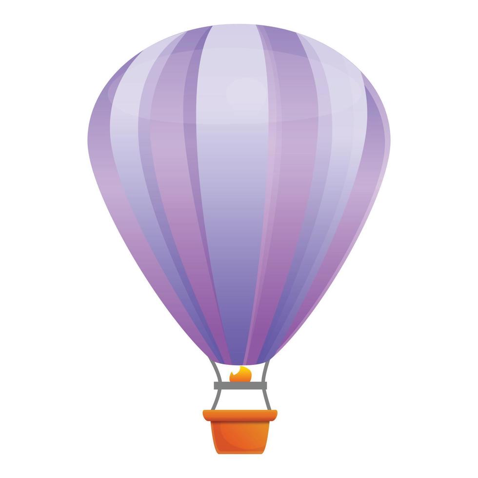 Violet air balloon icon, cartoon style vector