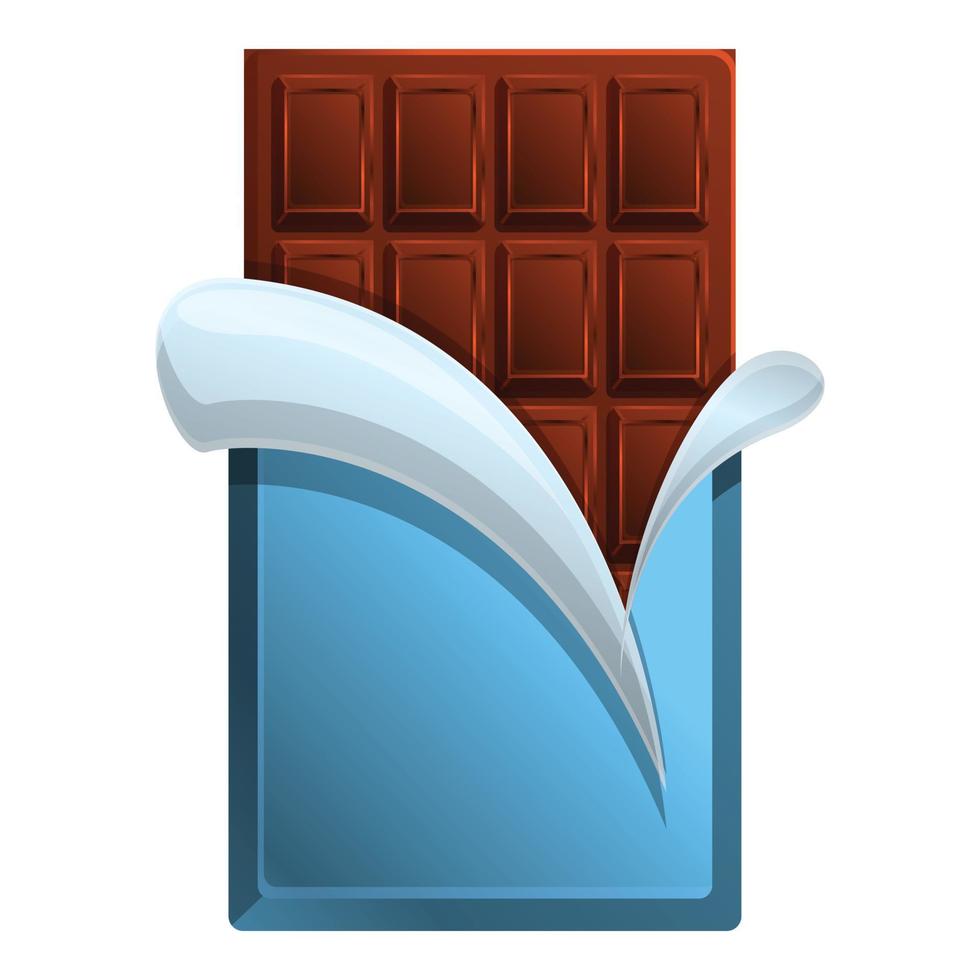 Open chocolate bar icon, cartoon style vector