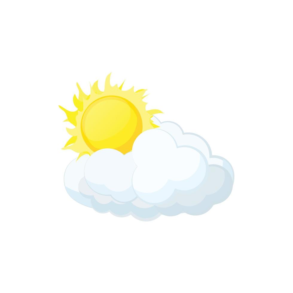 Sun and cloud icon, cartoon style vector