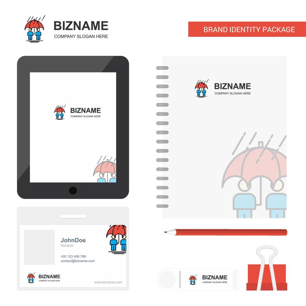 Raining Business Logo Tab App Diary PVC Employee Card and USB Brand Stationary Package Design Vector Template