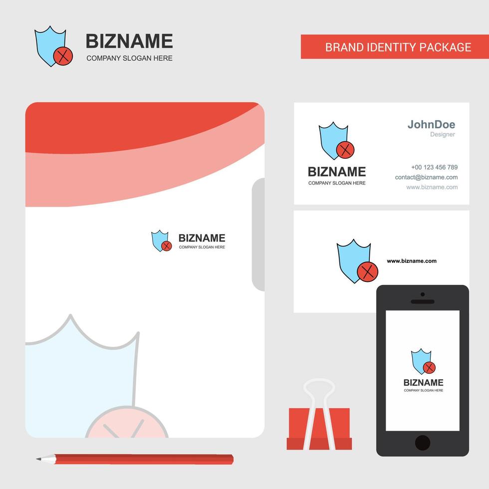 Shield Business Logo File Cover Visiting Card and Mobile App Design Vector Illustration