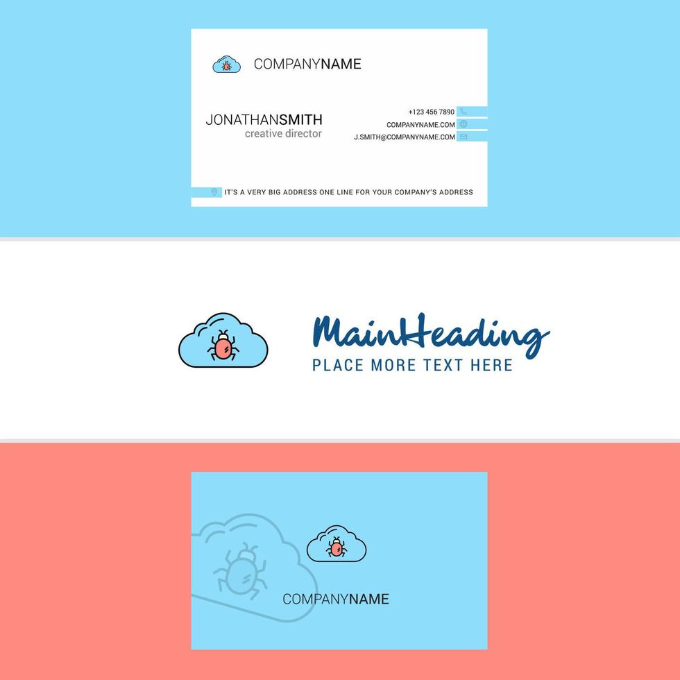 Beautiful Bug on cloud Logo and business card vertical Design Vector