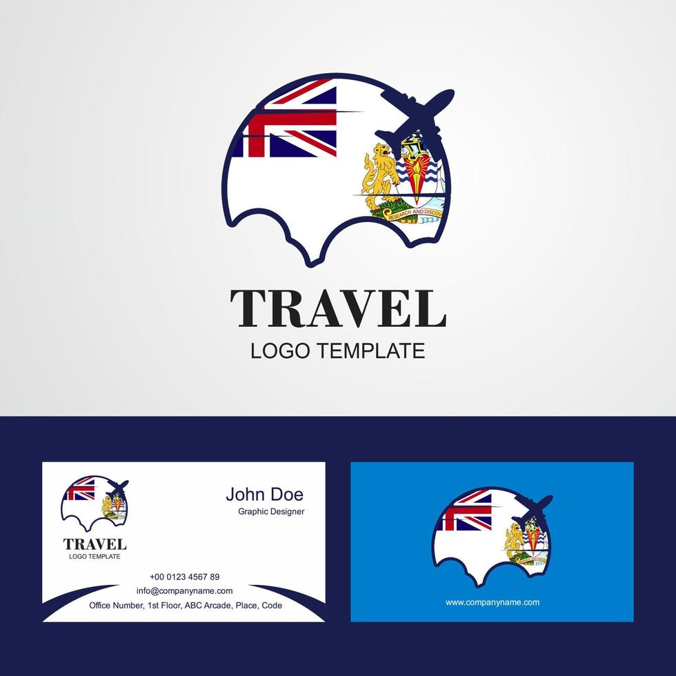 Travel British antarctic Territory Flag Logo and Visiting Card Design vector