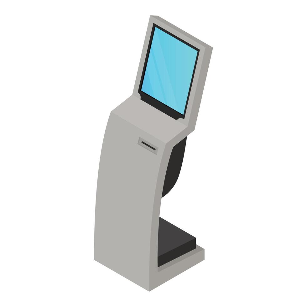 Terminal kiosk icon, isometric style vector