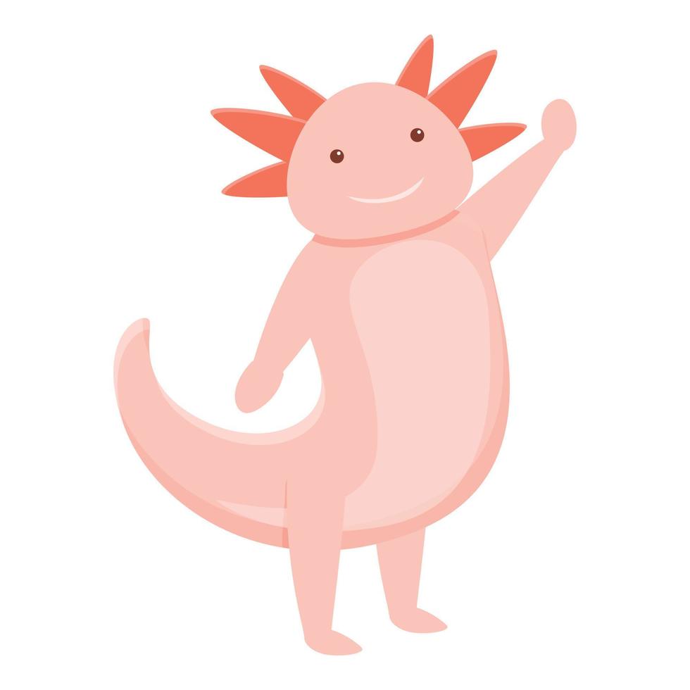Cute axolotl icon, cartoon style vector