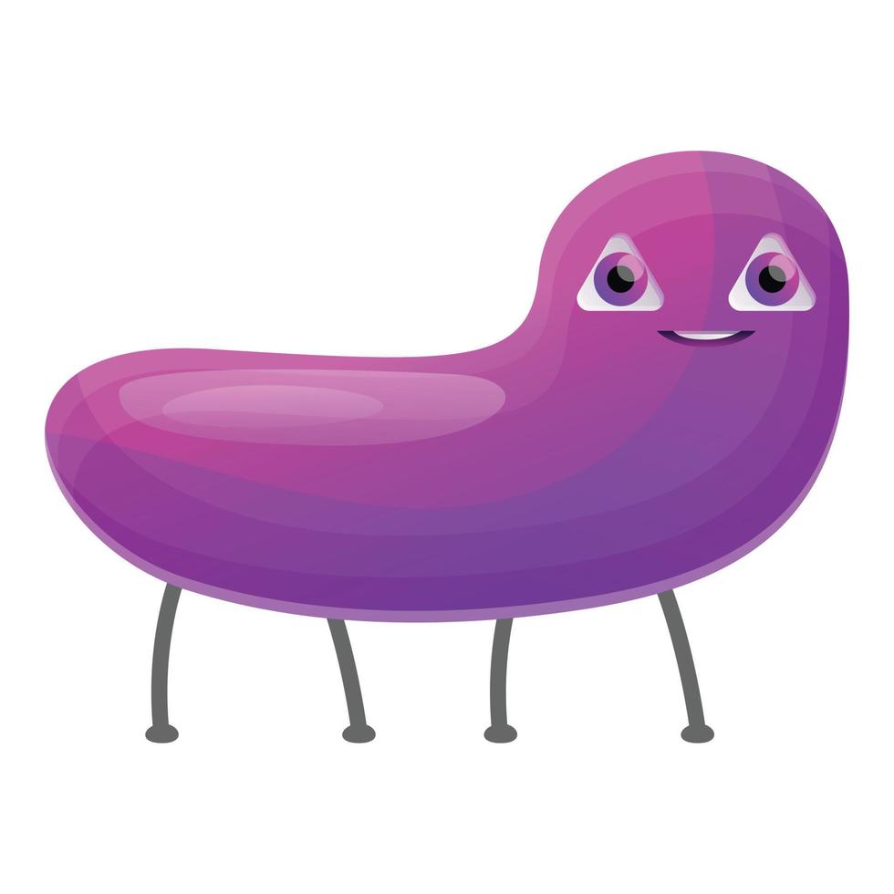 icono de bacterias lindo púrpura, estilo de dibujos animados vector