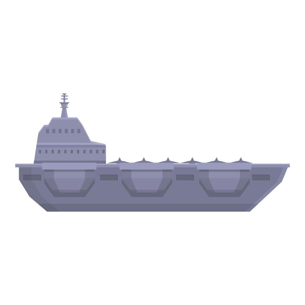 Aircraft carrier top icon, cartoon style vector