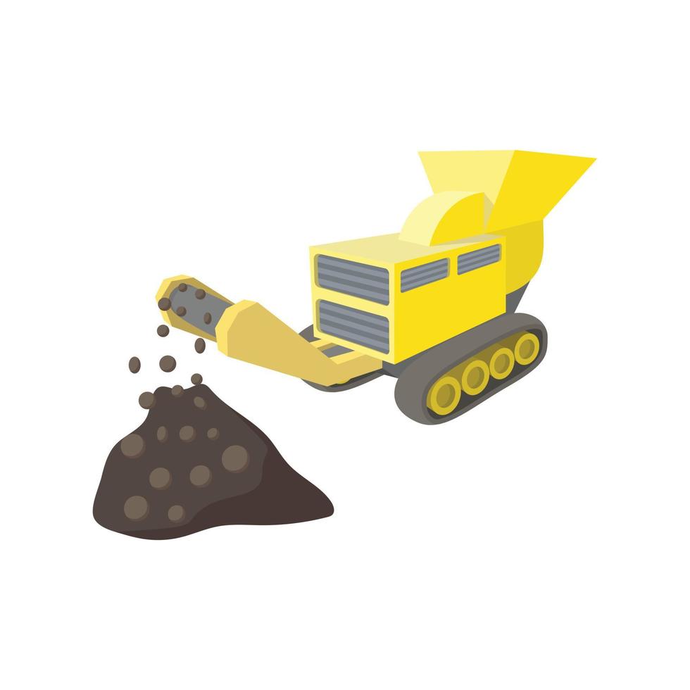 icono de dibujos animados de trituradora transportadora de carbón vector