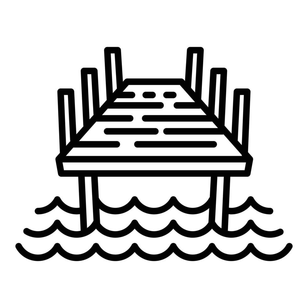 icono de puente de madera, estilo de contorno vector