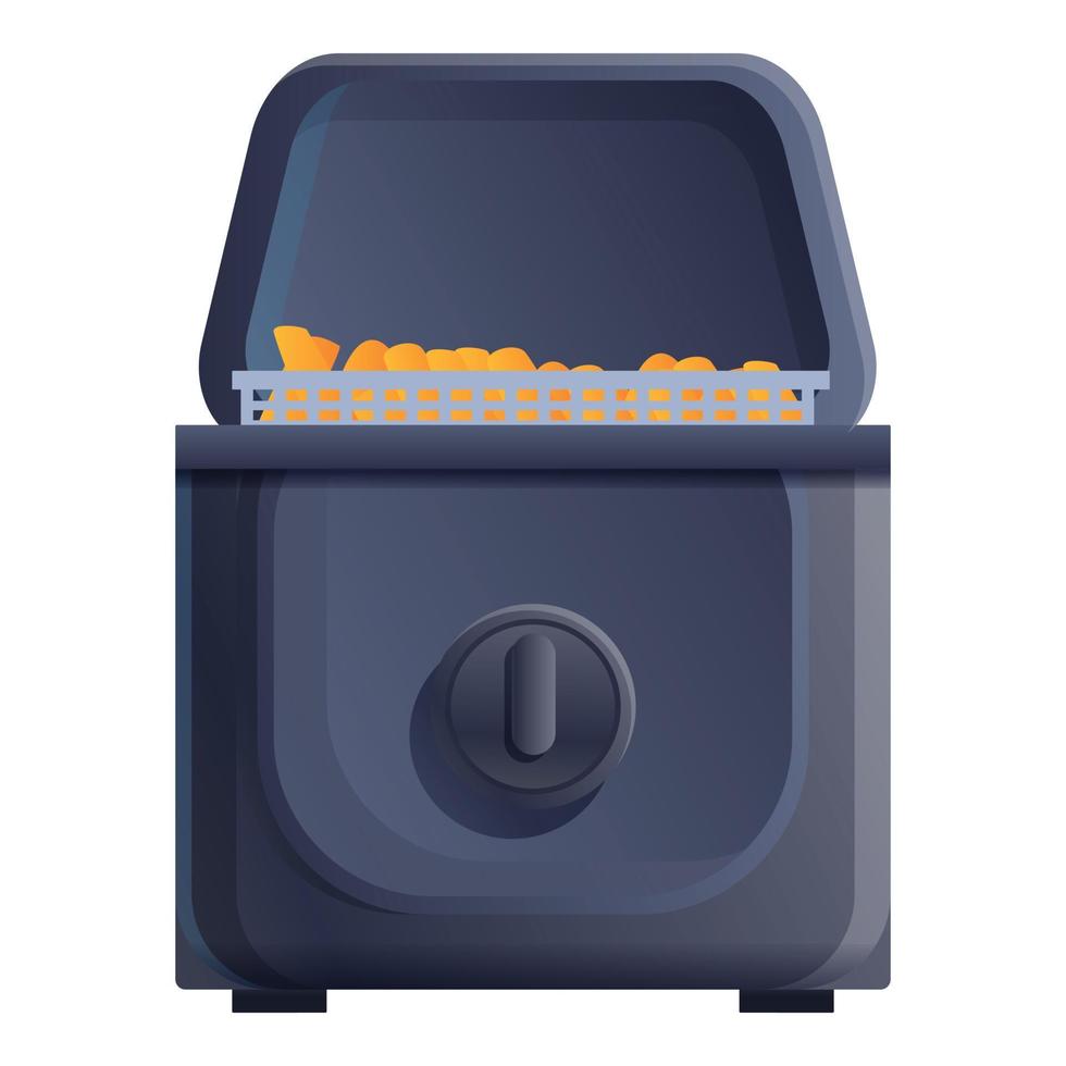 Kitchen deep fryer icon, cartoon style vector