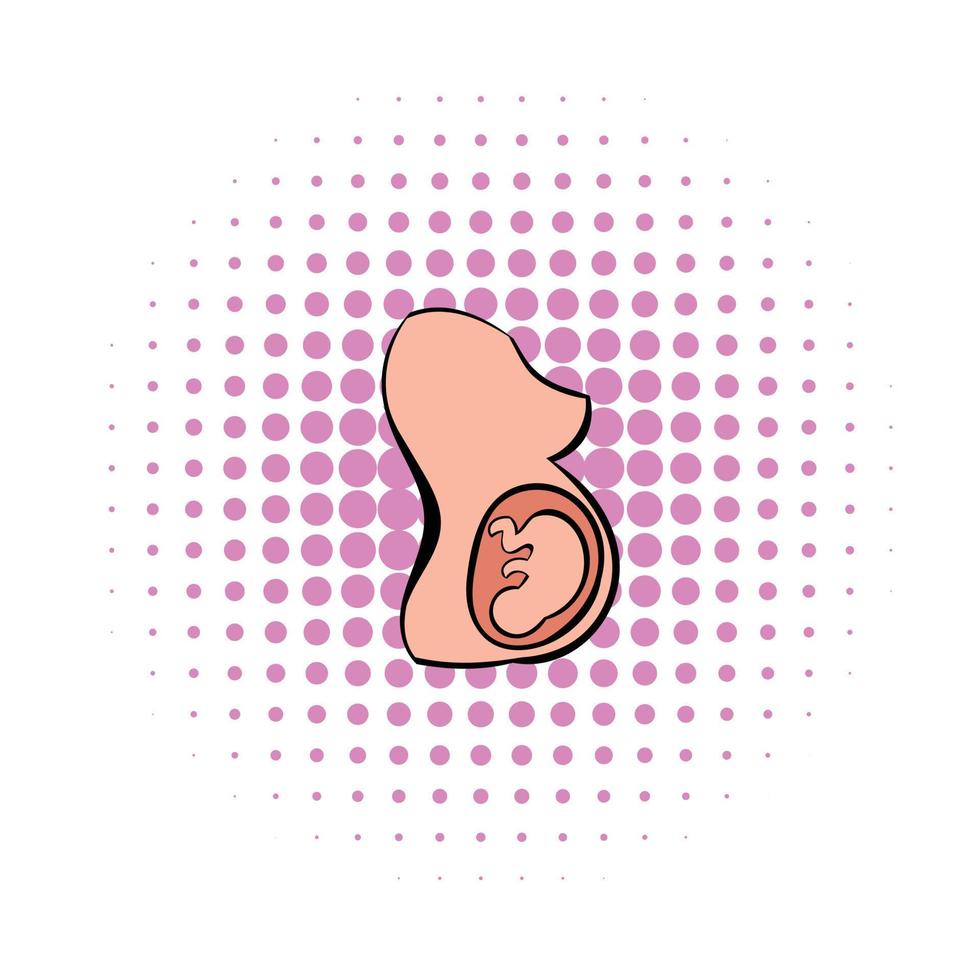 Baby in a womb icon, comics style vector