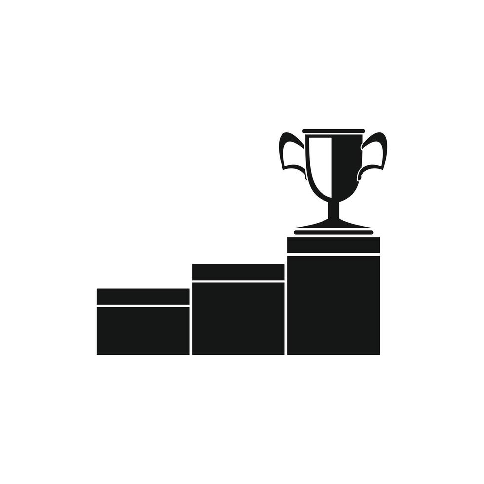 icono de pedestal y copa ganadora, estilo simple vector