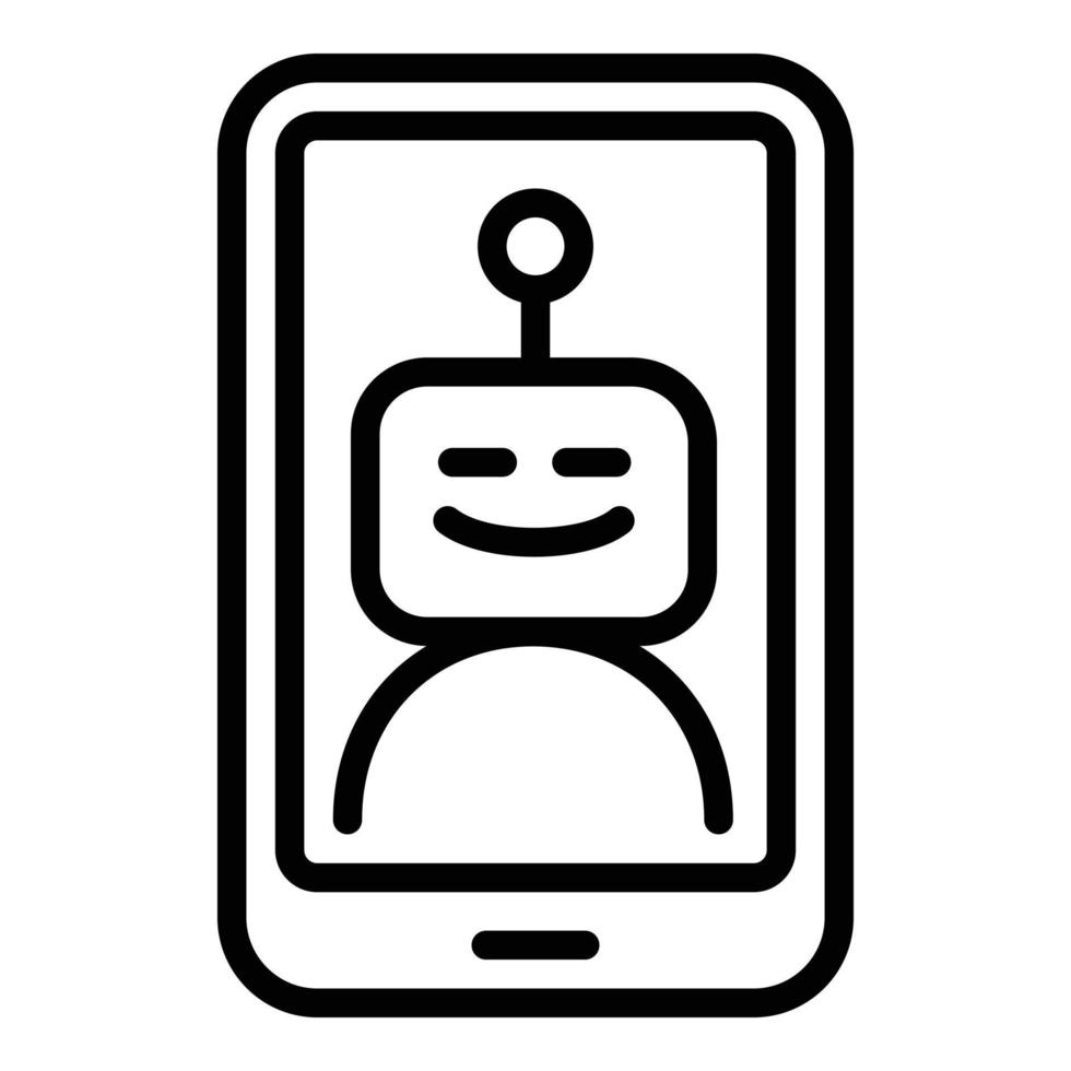 Smiling chatbot icon, outline style vector