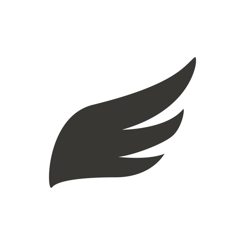 Abstract black wing icon, simple style vector