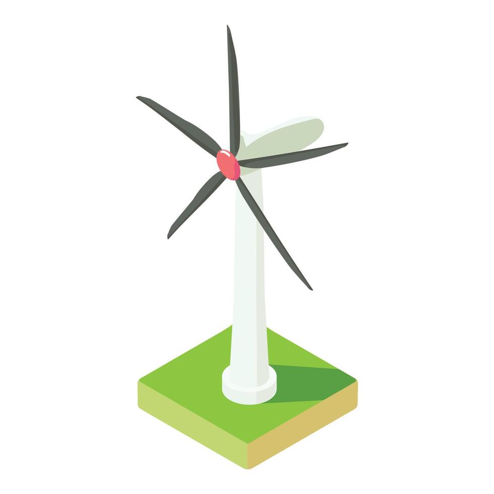 Eco wind turbine icon, isometric style vector