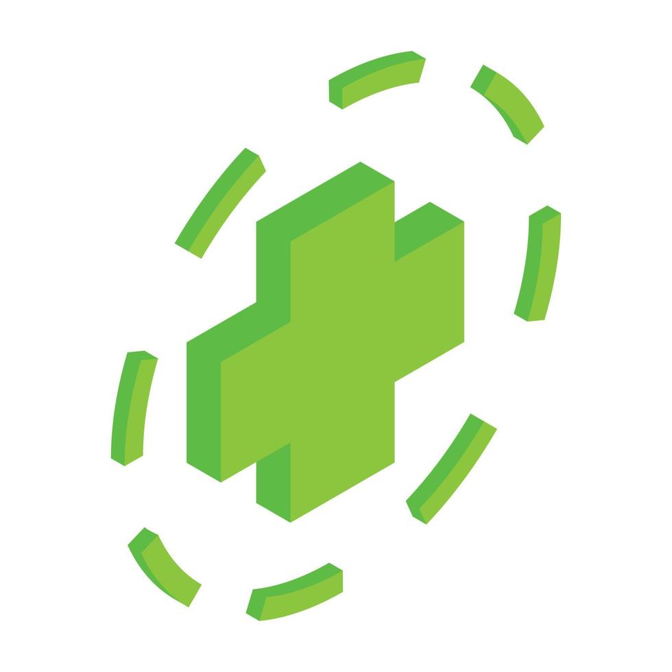 Green plus symbol in circle vector