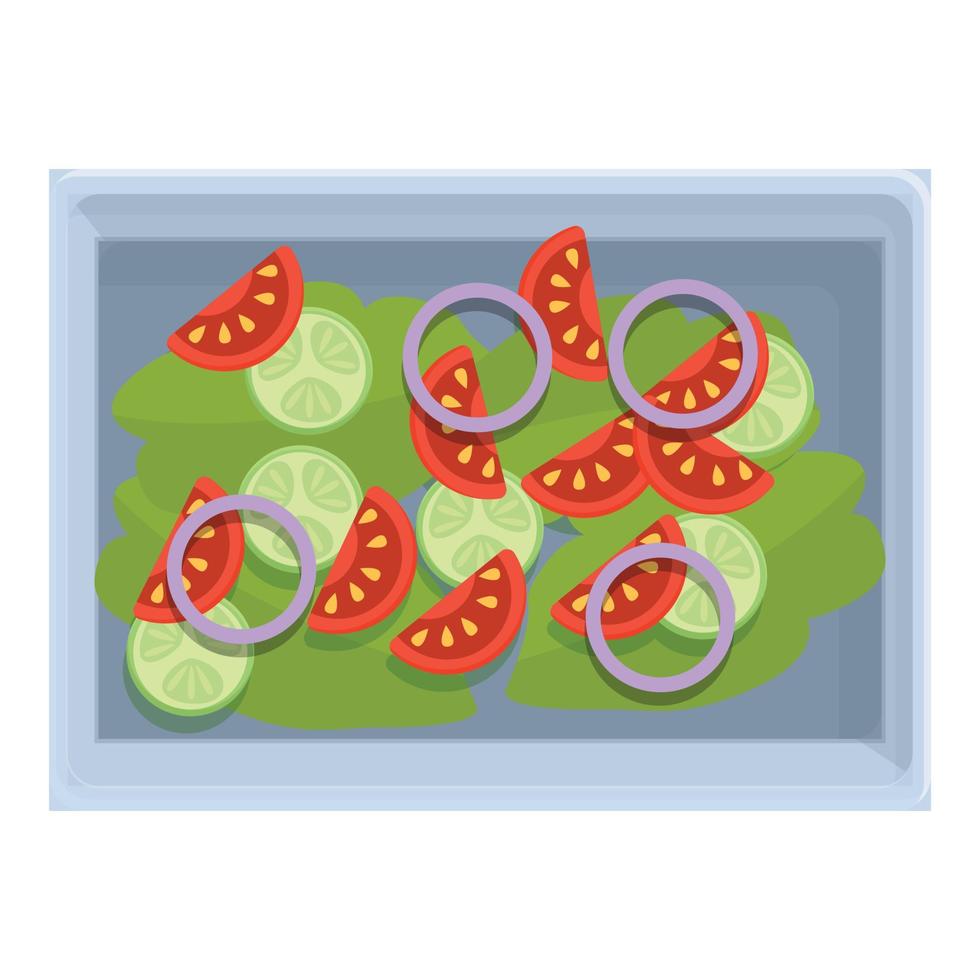 Ensalada de tomate fresco comida línea aérea icono, estilo de dibujos animados vector