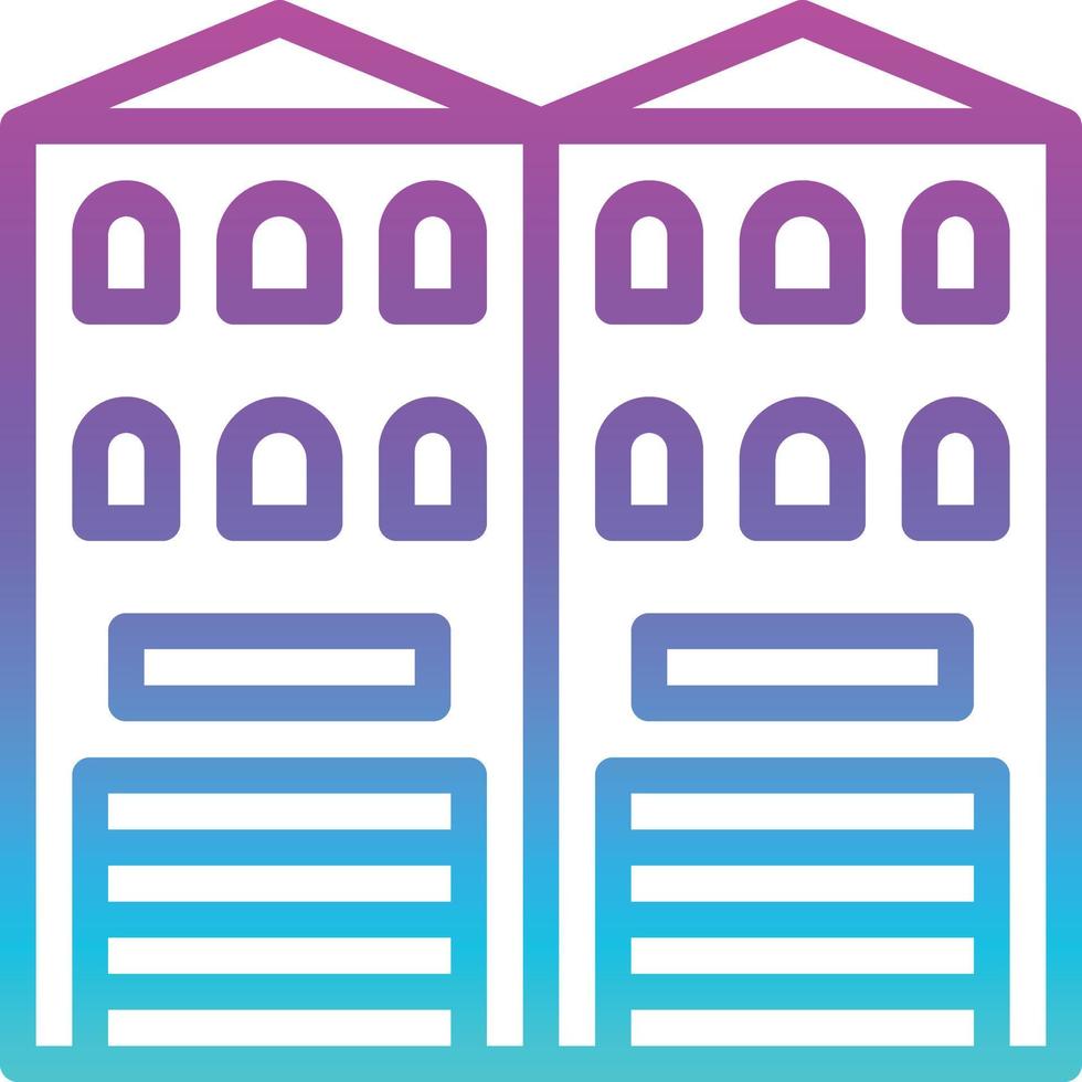 shophouse twin house building - gradient icon vector