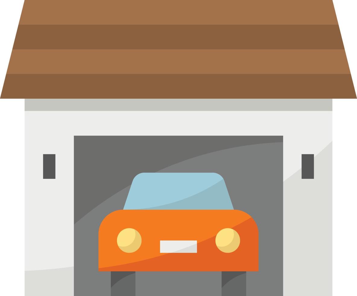 garage car park house building - flat icon vector