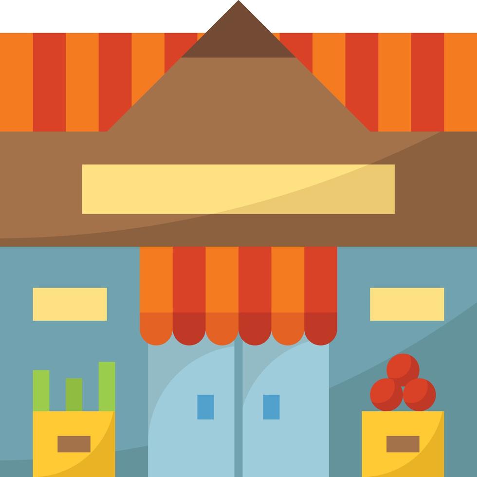 market minimart shopping mall building - flat icon vector