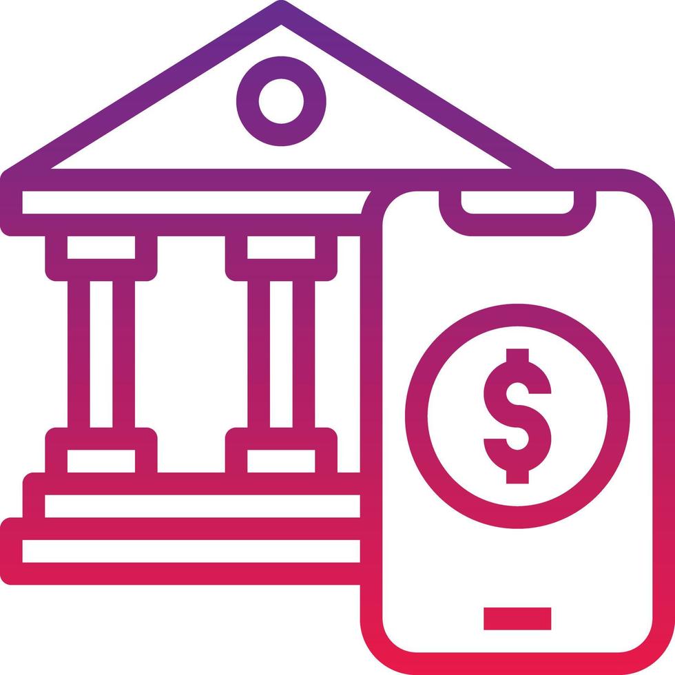 online money bank mobile payment banking - gradient icon vector