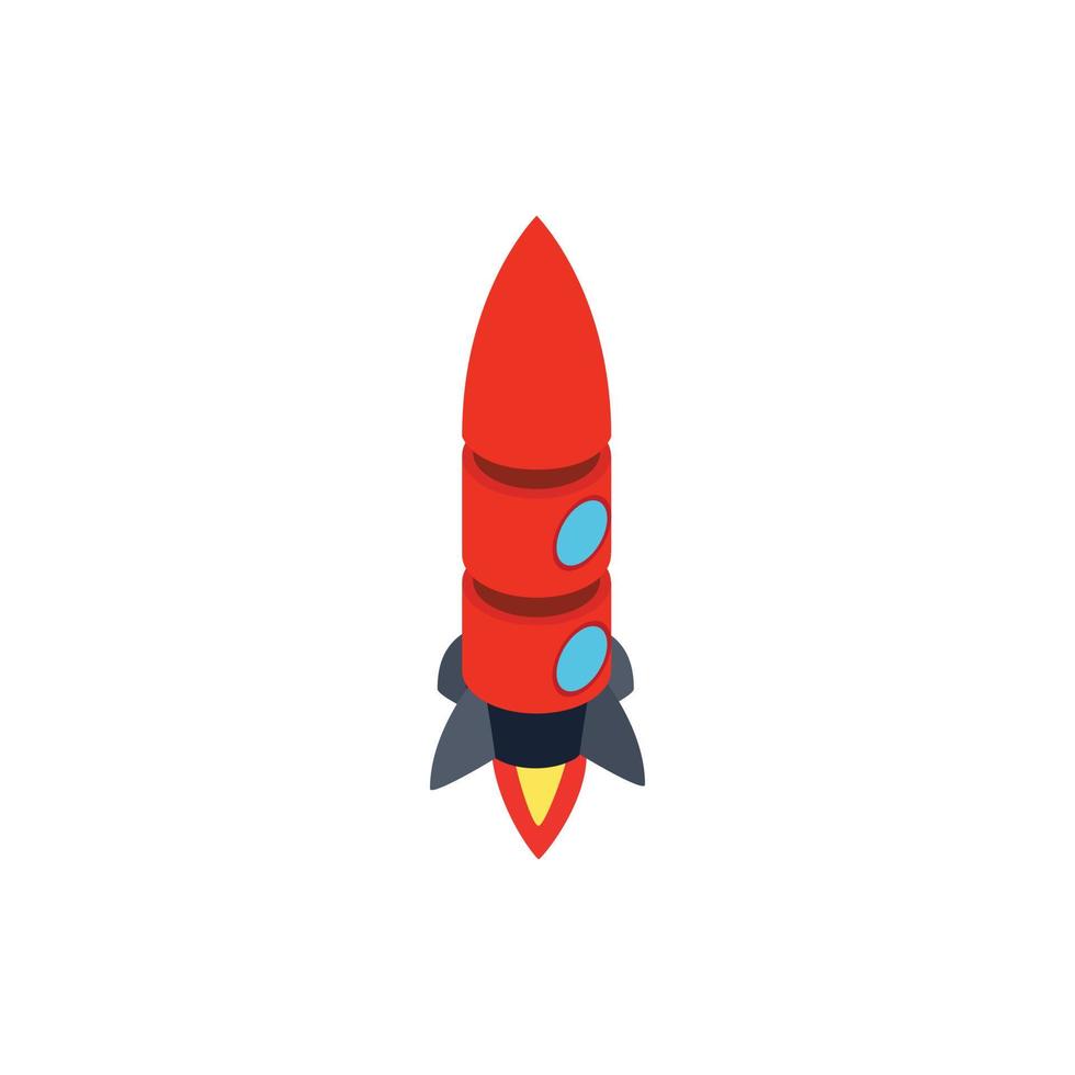 Red rocket with two portholes icon vector