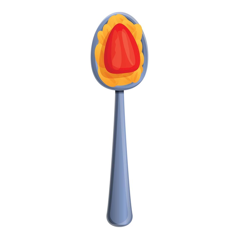 Oatmeal spoon icon, cartoon style vector