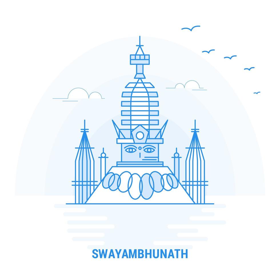 swayambhunath blue landmark fondo creativo y plantilla de póster vector