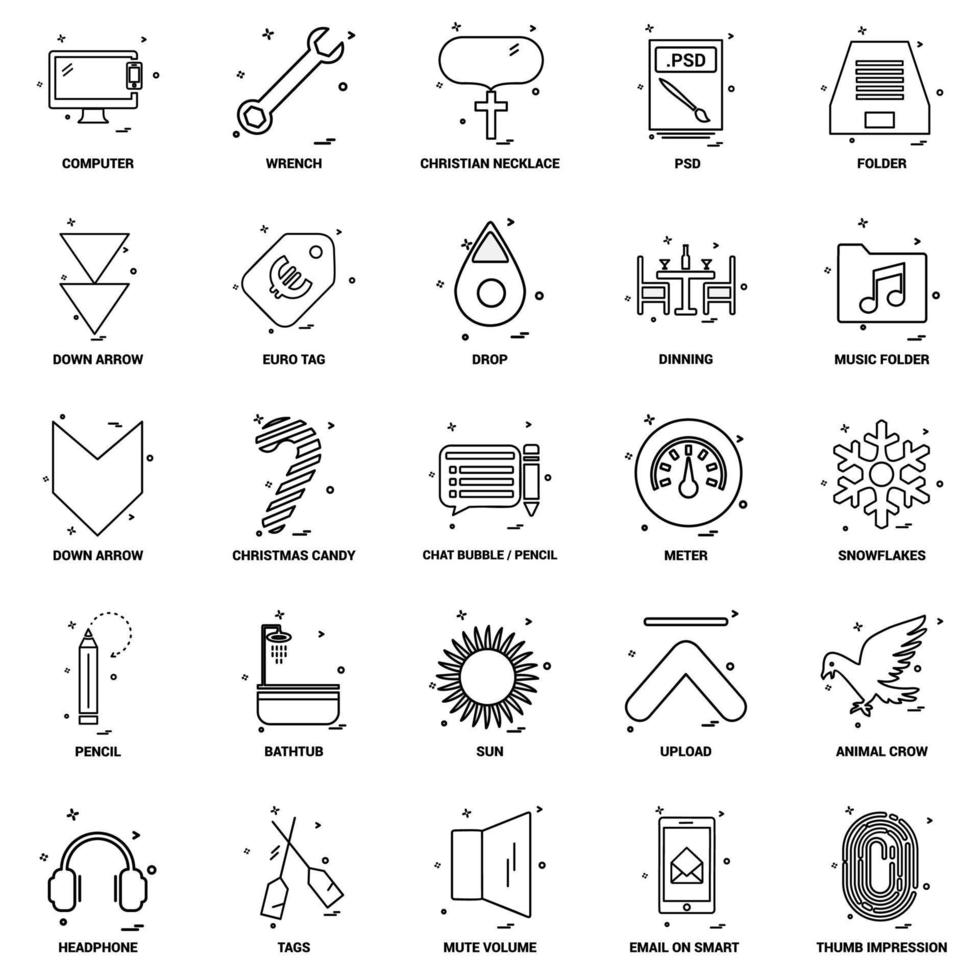 25 Business Concept Mix Line Icon set vector