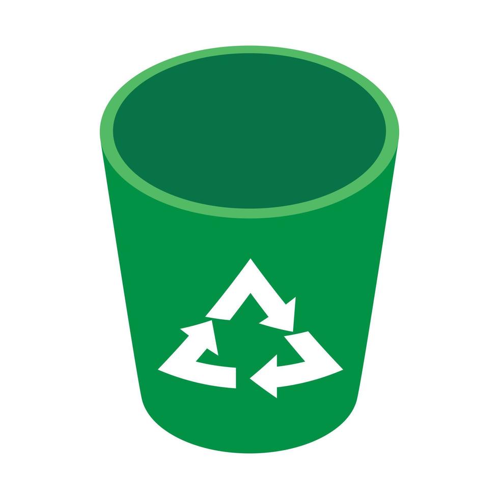 Recycle bin icon, isometric 3d style vector