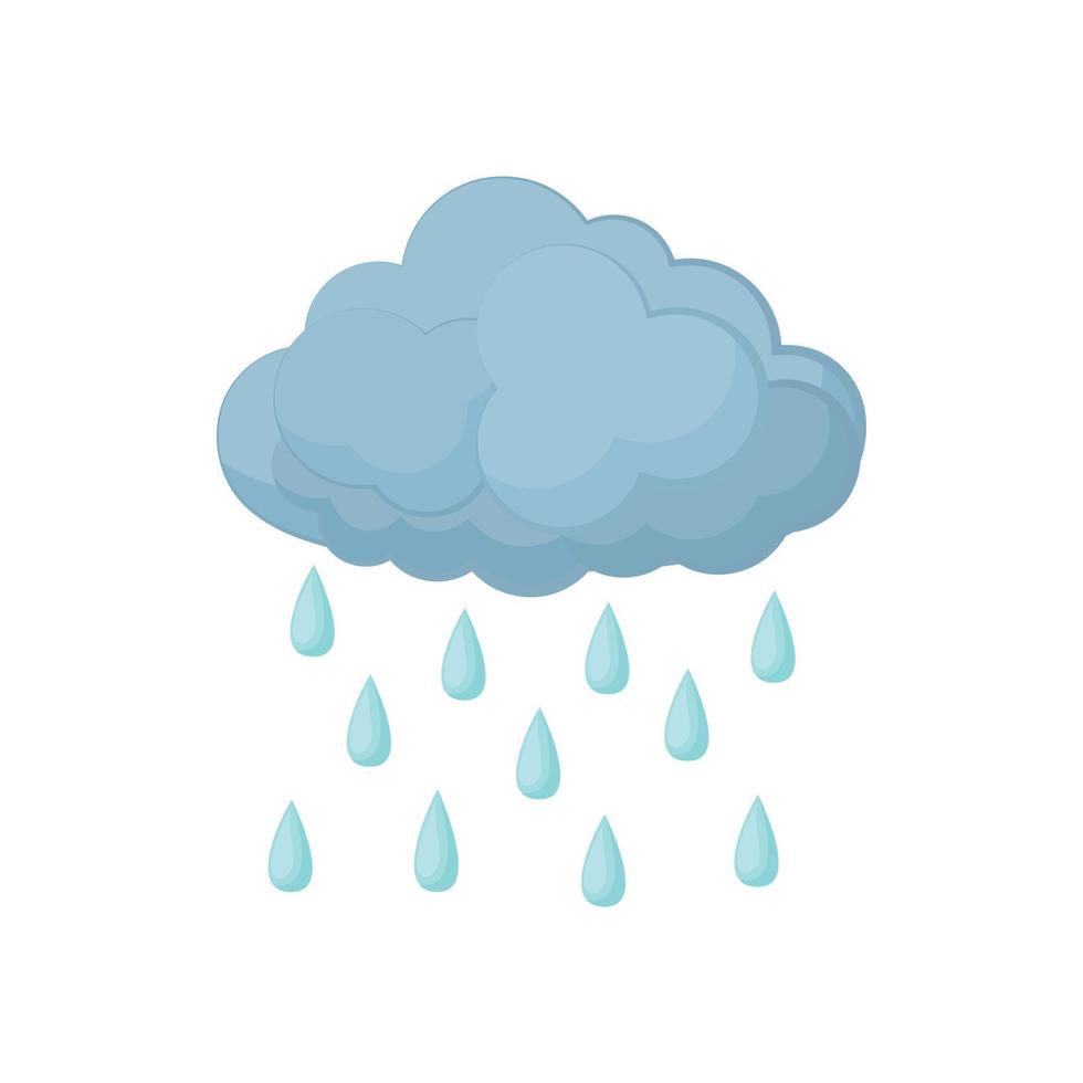 nube con icono de gotas de lluvia, estilo de dibujos animados vector